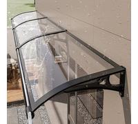 Modern Front Door Awning - Aluminum Bracket Canopy for Entrance Polycarbonate Overhang with Rain Gutters & UV Protection - Weather-Resistant Outdoor Awning (L80*W100cm)