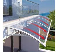 Modern Front Door Canopy - Outdoor Rain Awning for Porch & Patio Clear Polycarbonate Roof Cover with Elegant Brackets in Black/White/Gray/Gold 32"x150" Size (80x380cm)