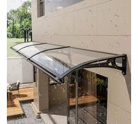 Modern Front Door Canopy, Polycarbonate Awning for Windows, Rain & Snow Protection, UV Shield, Size L 101.6 x 180.3 cm, Black - Stylish Weather Shield
