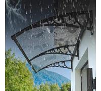 Modern Front Door Canopy,Window Rain Roof Cover,Outdoor Garden Canopy Patio Porch Awning,Transparent Polycarbonate Cover,with Black/White/Gray/Gold Bracket,151 Size (60x140cm/24"x55",Black)