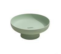 Modern Fruit Bowl with Drain for Kitchen Tables, Sturdy PP Material Fruit Basket Plate for Fruits and Vegetables Storage, 10.4x10.4x4.5 Inches, Ye(Green)