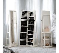 Pirlo Plush Modern Full Length Freestanding Mirror 360 Swivel with Shelves in White Pirlo Plush White