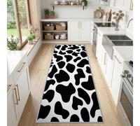Modern Fun Hallway Runner Rug 90 x 180 cm, Washable Non-Slip Cow Print Irregular Black Spots Corridor Runner Long Entrance Floor Mats Carpet Runners for Kitchen Laundry Bedside