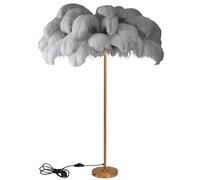 Modern Funky Tall Floor Lamp with Ostrich Feathers - Stylish Bedroom & Living Room Light 3 Color Temperatures Elegant Gold Base Unique Feather Design