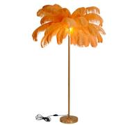 Modern Funky Tall Lamp Standing Light for Bedroom Living Room Fluffy Ostrich Feathers Lamp Feather Floor Lamp, 3 Color Temperatures, Golden Lamp Body