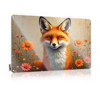 Modern Funny Sign Rustic Wall Poster, Door Funny Quote Design For Checkout Garage | Limit Anti-rust Metal A Fox Surrounded By Vibrant Flowers(20X30CM)