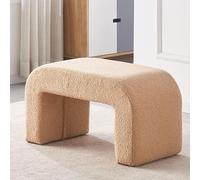 Modern Fuzzy Sherpa Ottoman Bench - Stylish Upholstered Small Stool for Living Room Bedroom Entryway - Versatile Vanity Seating & Home Decor Accent