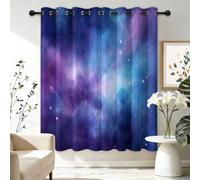 Modern Galaxy Starry Sky Ethereal Pattern Blackout Curtains, Eyelet Ring Top Thermal Window Drapes for Bedroom Living Room Decor Teenagers, Colorful, W 29.5" x L 65" (2 Panels)