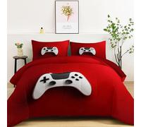 Modern Game Controller Logo Premium Reversible Duvet Set - Modern Printed Bedding - Soft & Hypoallergenic Coverless Duvet - Stylish Double-Sided Design for Bedroom Decor, 240 x 260 cm, Red