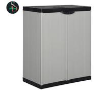 Modern Garden Storage Cabinet with 1 Shelf Grey & Black Cupboard Utility vidaXL