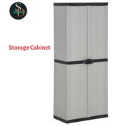 Modern Garden Storage Cabinet with 3 Shelves Grey & Black Utility Rack vidaXL