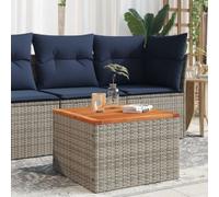 vidaXL Garden Table Grey 55x55x37 cm Poly Rattan and Acacia Wood