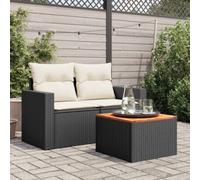 Garden Table Outdoor Dining Black Poly Rattan and Acacia Wood vidaXL