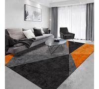 Modern Geometric Area Rug Non Slip Orange Gray Black Minimalist Design for Living Room & Bedroom Decor 120x160cm (3.9ft x 5.2ft)