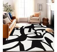 Modern Geometric Area RugSoft NonSlip Living Room & Bedroom Mat Khaki & BlackWhite 60x90cmStylish Short Pile Floor Covering for Home Decor