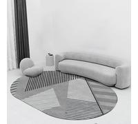 Modern Geometric Black & White Oval Area Rug for Home or Office Décor 120 x 160 cm - Stylish Living Room & Bedroom Carpet Chic Gray Accent