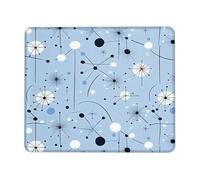 Modern Geometric Blue Mouse Pad, Abstract Pattern Stitched Edge Mousepad, Rubber Non-Slip Washable Gaming Mouse Pad for Home and Office Use Square 8x10 Inch