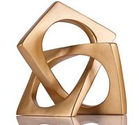 Modern Geometric Cube Statue Knot Decor, Home Bookcase Centerpiece, Gold Metal Cube Ornaments