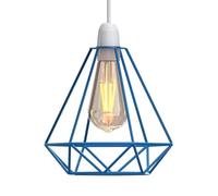 Modern Geometric Diamond Pendant Light Shade Black Metal Wire Cage Lampshade Industrial Ceiling Hanging Lamp Shade Easy Fit Light Fixture for Kitchen Living Room Dining Room
