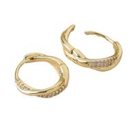 Modern Geometric Hoops Earrings Glittering Crystal Accent Trendy Statement Ear Accessories for Everyday Wear Modern Geometric Earrings Glittering Crystal Lightweight Comfortable Party Wear