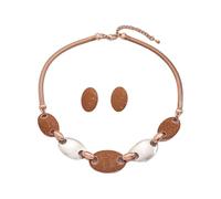 Modern Geometric Jewelry Set - Abstract Patchwork Collarbone Chain Necklace & Oval Hoop Earrings for Women, Contemporary European-American Cross-Border Fashion Accessories