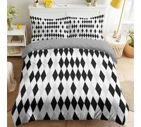 Modern Geometric King Duvet Cover Set Soft Lightweight Array Optical Illusion Diamond Bedding Set with 2 Pillowcases Kids Adults Teens Quilt Cover with Zipper Closure, Black White
