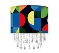 Modern Geometric Light Shade with Acrylic Bead Droplets, Colorful Pop Pattern Light Shade for Ceiling Pendant Table & Floor Lamps, Artistic Retro Decor, 30cm