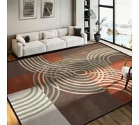 Modern Geometric Living Room Rug 70x140cm 3D Carved Abstract Swirl Pattern | Large Soft Short Pile Area Rug, Non-Shedding Durable Bedroom Carpet For Lounge Dining Room, Terracotta Sage Green