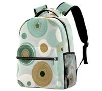 Modern Geometric Pattern Sage Green Circles University Laptop Backpack, Travel Bag Large Capacity & Adjustable Strap