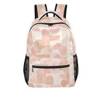 Modern Geometric Pink Pastel School Bag with Roomy Compartment Design | Personalized Large Backpack with Custom Initials, 100% Polyester Twill, Lightweight Everyday Carry