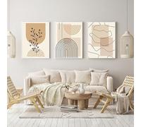 Modern Geometric Plant Decoration Poster, Artistic Abstract Decoration Painting, Printed Poster On The Background Wall Of The Bedroom, Living Room, Office, Frameless (A 1, 40x60cm*3)