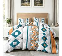 Modern Geometric Printed Coverless Duvet, Double Reversible Diamond Stripes Patterned Comforter Quilt for Kids Boys Girls, White Warm & Light Bedding Set for All Seasons, 200 x 200 cm Duvet