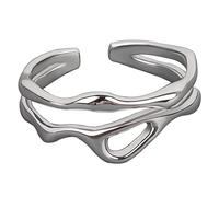 Modern Geometric Ring Adjustable Open Ring Stylish Curved Double Line Ring Fashion Accessory Statement Decoration