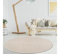 Modern Geometric Round Rug Non-Slip Large Area Rugs for Living Room Bedroom Hallway Kitchen Floor Mat and Small Door Mats (Cream, 170 x 170 cm)