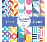 Modern Geometric Scrapbook Paper Pad - 8.5 x 8.5 in - 24 Double-Sided Patterned Sheets - Decorative Craft Paper for Card Making, Journaling, Planners, Origami, Decoupage, and Scrapbooking