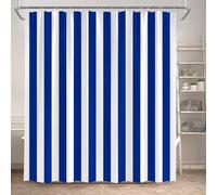 Modern Geometric Shower Curtain 240x180 cm Waterproof Blue & White Stripes Stylish Bathroom DecorPolyester with Hooks for Bathtubs & Shower Enclosures