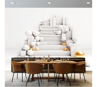 Modern Geometric Style Sphere Pattern Murals, White Wallpaper for Kids Room Bedroom, 400 x 280 cm(WxH) Home TV Sofa Background Wall Decor - Non-Woven Art Photo Decals (Not Self-Adhesive)