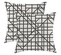 Modern Geometric Throw Pillow Covers Set of 2, Black White Grid Pattern Cushion Cases, Stylish Decorative Home Decor for Living Room Sofa Bed 18x18 Inch