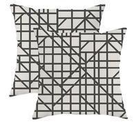 Modern Geometric Throw Pillow Covers Set of 2, Black White Grid Pattern Cushion Cases, Stylish Decorative Home Decor for Living Room Sofa Bed 14x14 Inch