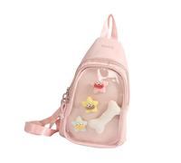 Modern Geometric Transparent Handbag With Adjustable Shoulder Strap Organizational Pockets Suitable For Work Or Travel Stylish Clear Cosplay Accessory Bag