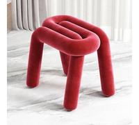 Modern Geometric Velvet Accent Chair - Ergonomic Design Sturdy 280LB Metal Frame Versatile Dining & Vanity Stool for Small Spaces Stylish Red Upholstery