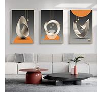 Modern Geometric Wall Art Abstract Nordic Posters Orange Grey Canvas Paintings Wall Pictures Living Room Home Decor 50x70cmx3 Frameless