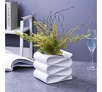 Modern Geometric White Ceramic Planter Pot with Drainage Hole Large 13x16x14cm Ideal for Indoor Outdoor Succulent & Plant Décor for Home & Office