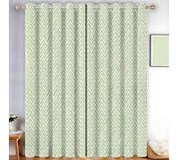 Modern Geometry Blackout Curtains 52 inches Thermal Insulated Room Darkening Draps V-Shaped Herringbone Lines Energy Saving Window Treatment Sets Grommet Top 2 Panels 66"W x 54"L, Sage Green