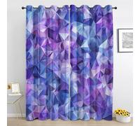 Modern Geometry Blackout Curtains, Blue Purple Abstract Triangles Eyelet Curtain, Living Room Bedroom Home Decor Polyester Window Curtains & Drapes, 42 x 63 Inch Drape 2 Panels