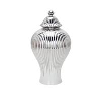 Modern Ginger Jar Storage Vase With Lid Decorative Tabletop Collectible Large Capacity Home Decor Ceramic Decorative Jars Ginger Jars(Silver,16 * 30CM)