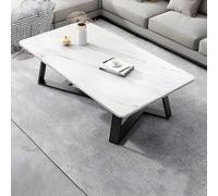 Modern Glam Cross Legs Coffee Table - Rectangular Wood Cocktail Table for Small Apartments - Nordic Design - Black 47" L x 24" W x 18" H - Stylish Home Tea Table
