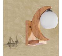 Modern Glass Ball Lampshade Wall Lamp Bedside Bedroom Lamp Living Room Restaurant Wall Sconce Chinese Solid Wood Corridor Lighting Wall Light