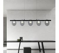 Modern Glass Black Pendant Light for Dining Table Living Room Simple Scandinavian Chandelier for Kitchen Island Home(A-L120CM,Cold White)