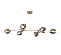 Modern Glass Branch Chandelier with Adjustable Blue Lampshade Stylish Hanging Light Fixture for Living Room and Bedroom